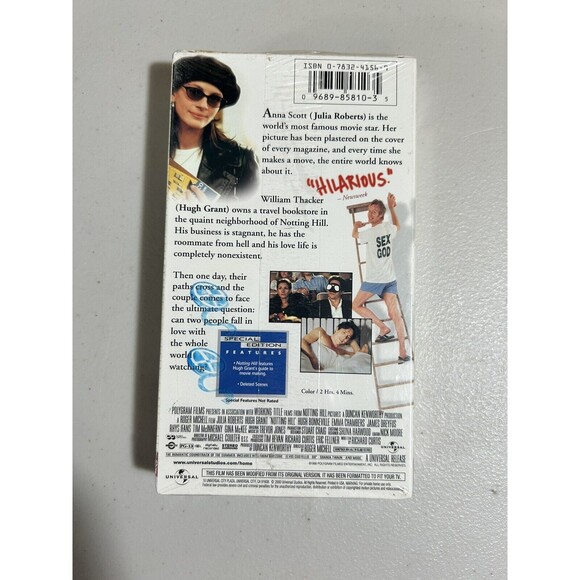 Notting Hill VHS 2000 Special Edition Julia Roberts Hugh Grant New Sealed - Picture 2 of 3